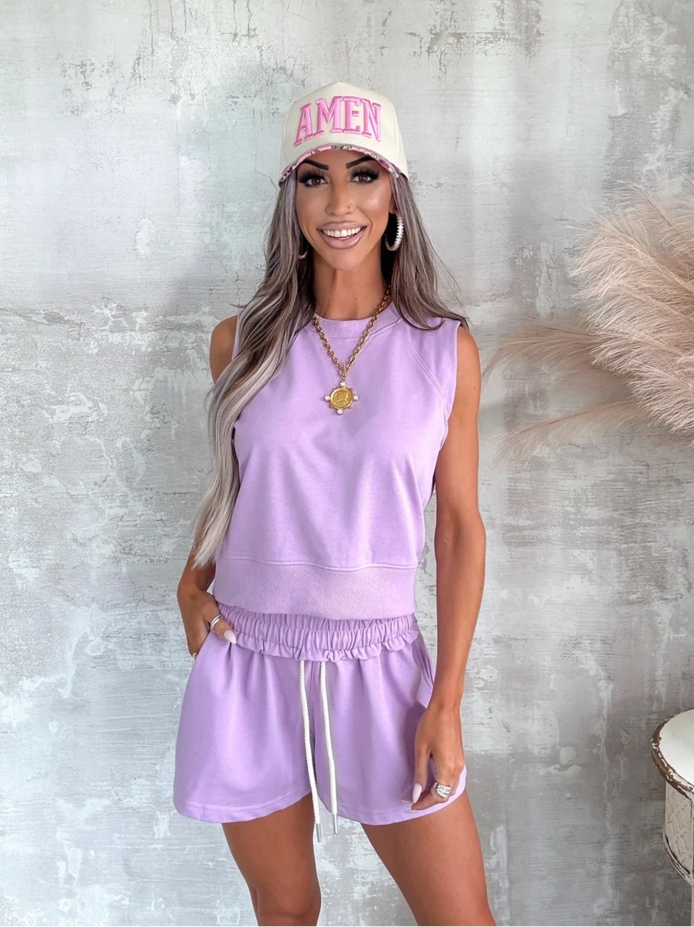 Sweet Breeze Shorts Set - Lavender - Small